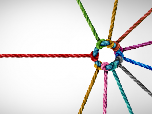 Image representing leadership (colorful ropes tied together)